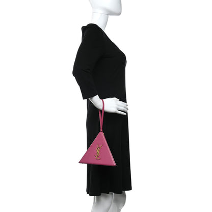 Saint Laurent Lambskin Pyramid Clutch Lipstick Fuchsia 3 of 11