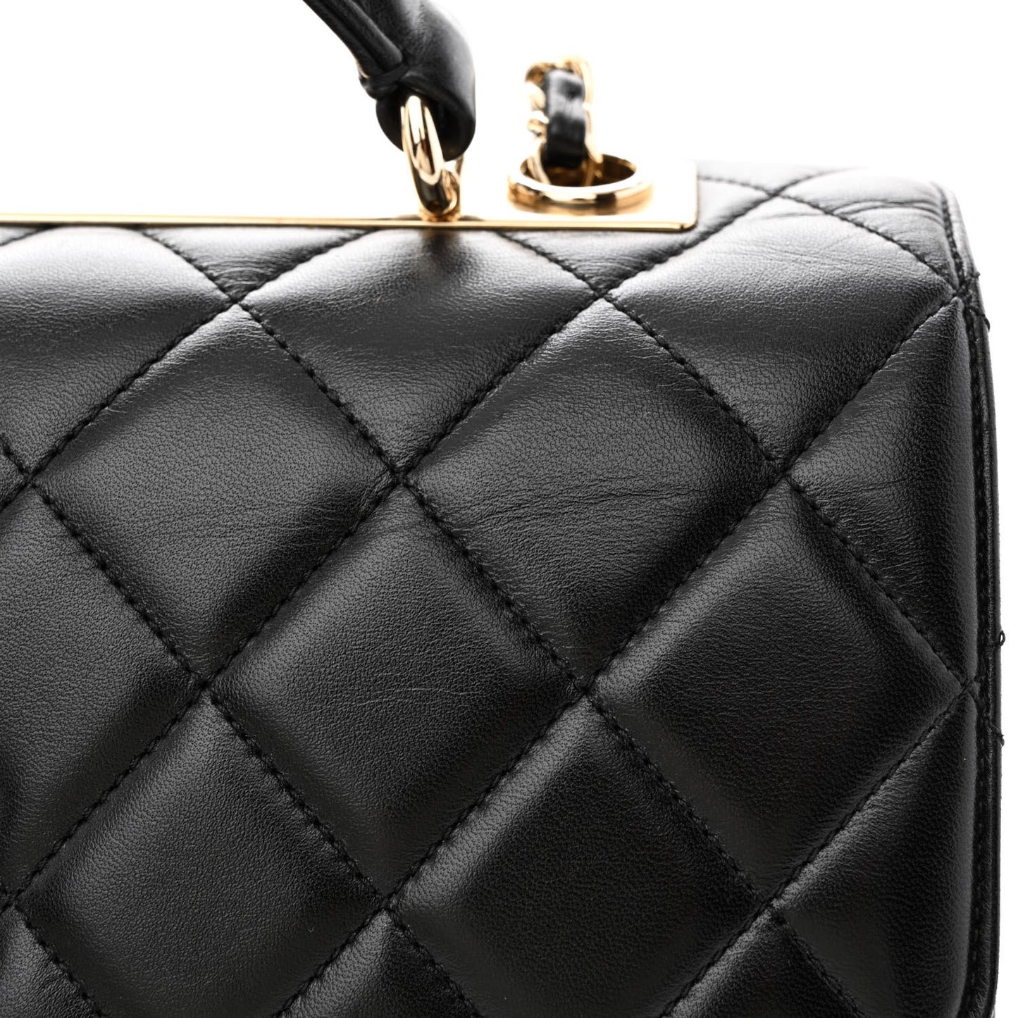 Lambskin Quilted Medium Trendy CC Flap Dual Handle Bag Black