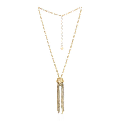 Gucci Metal Crystal Fringe Lion Head Necklace Gold 3 of 7