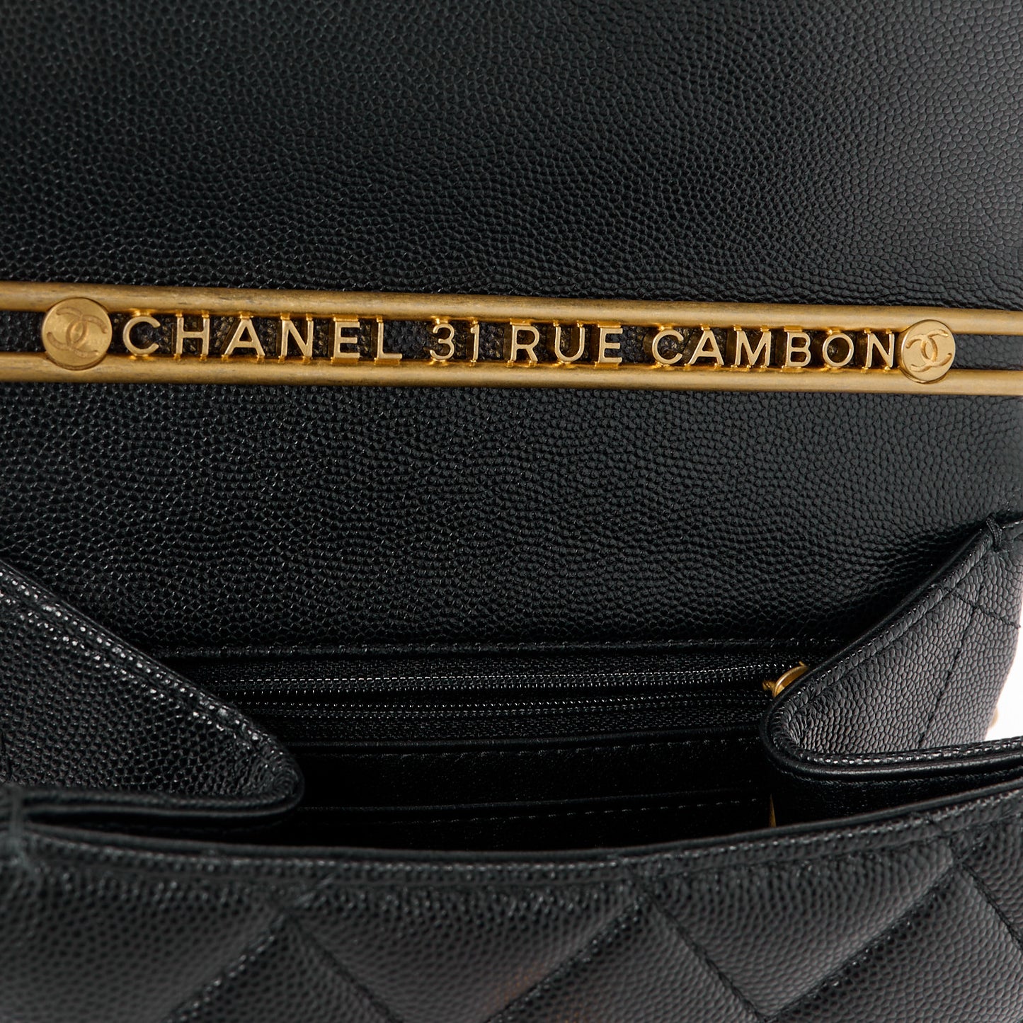 Caviar Quilted 31 Rue Cambon Mini Top Handle Flap Black
