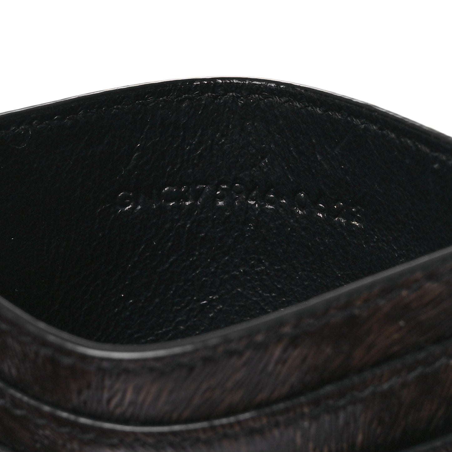 Calfskin Leopard Print Card Case Black Brown