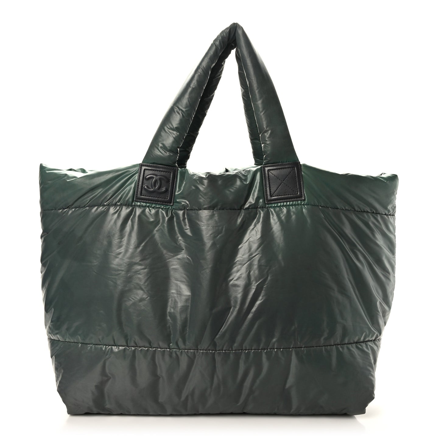Nylon Quilted Medium Coco Cocoon Reversible Tote Green