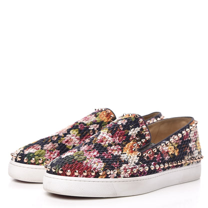 Christian Louboutin Tissu Baigneause Spikes Womens Pik Boat Flat Sneaker 40 Multicolor Rame 3 of 9