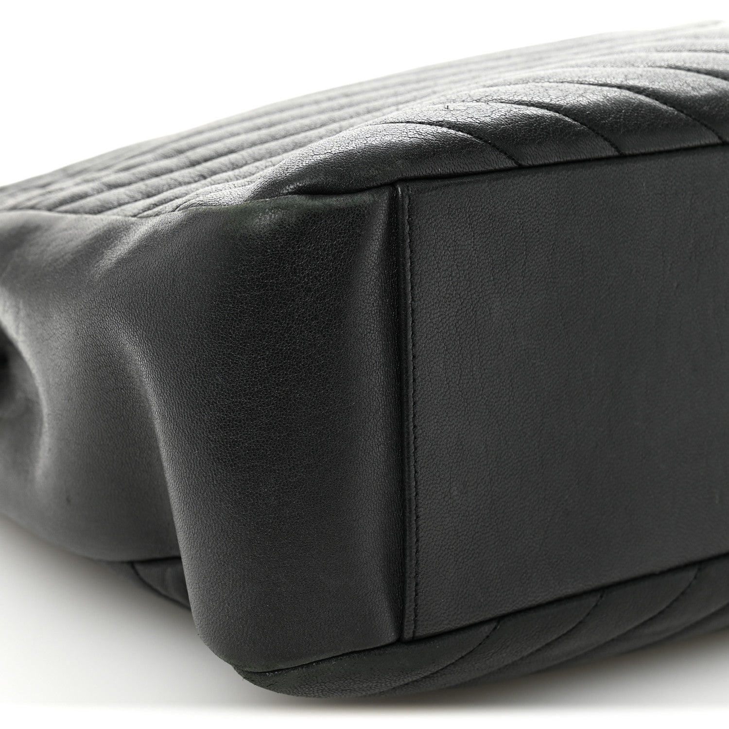 Saint Laurent Sheepskin Matelasse Chevron Large Monogram Shopping Bag Black 8 of 10