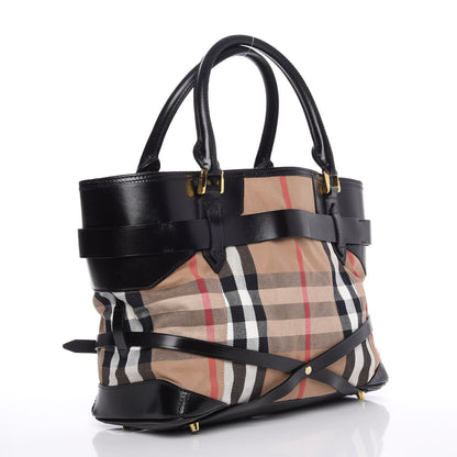 Burberry House Check Bridle Calfskin Medium Lynher Tote Black 3 of 8