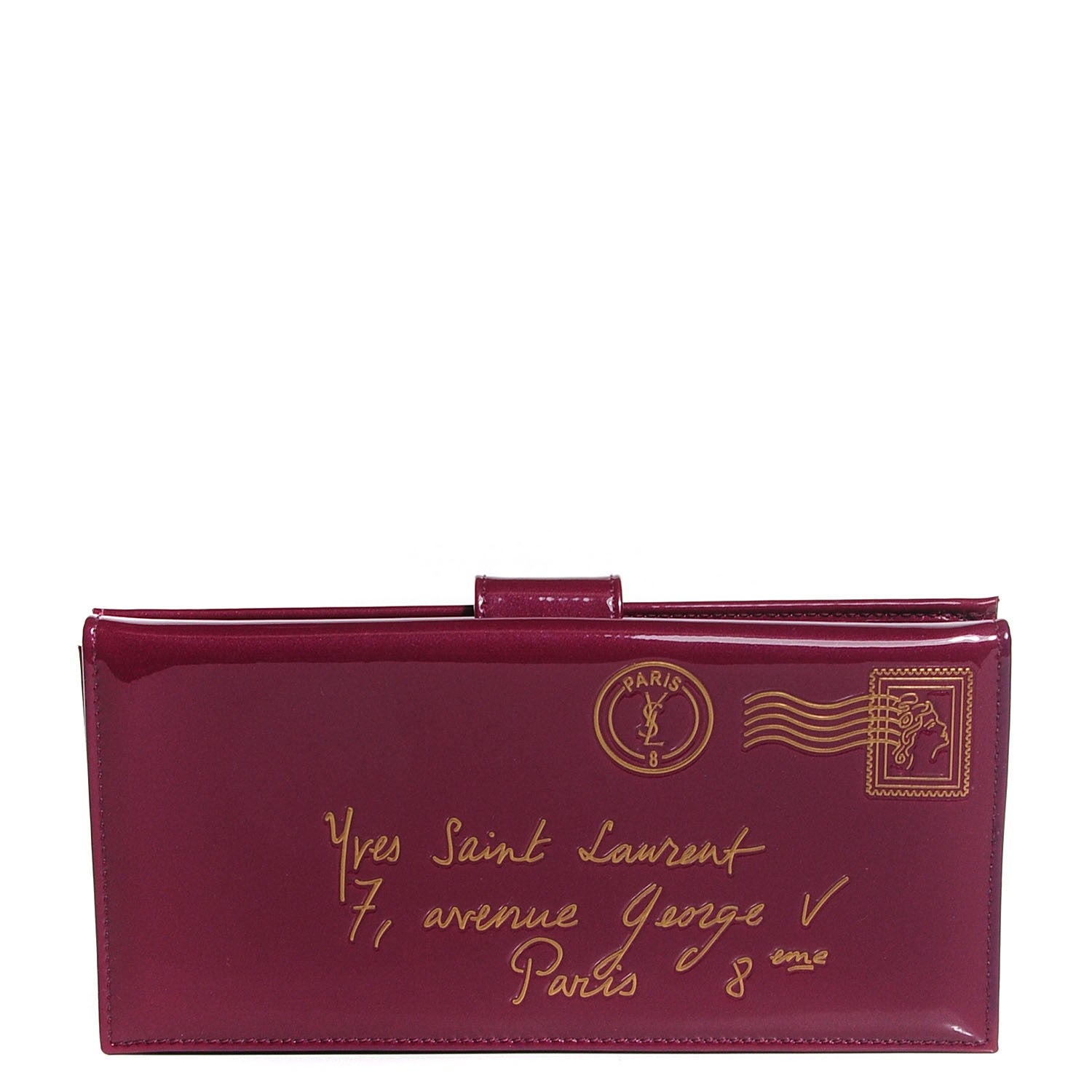 Saint Laurent Patent Calfskin Y Mail Long Wallet Burgundy 1 of 8
