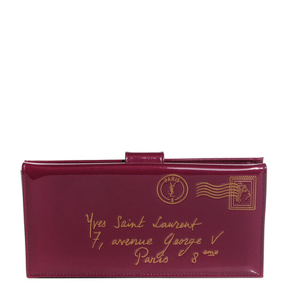 Saint Laurent Patent Calfskin Y Mail Long Wallet Burgundy 1 of 8