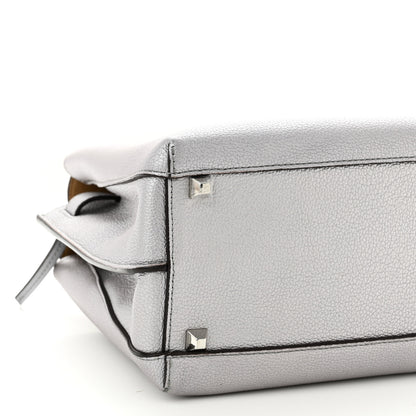 MCM Metallic Grained Calfskin Medium Milla Tote Spike Silver 9 of 13
