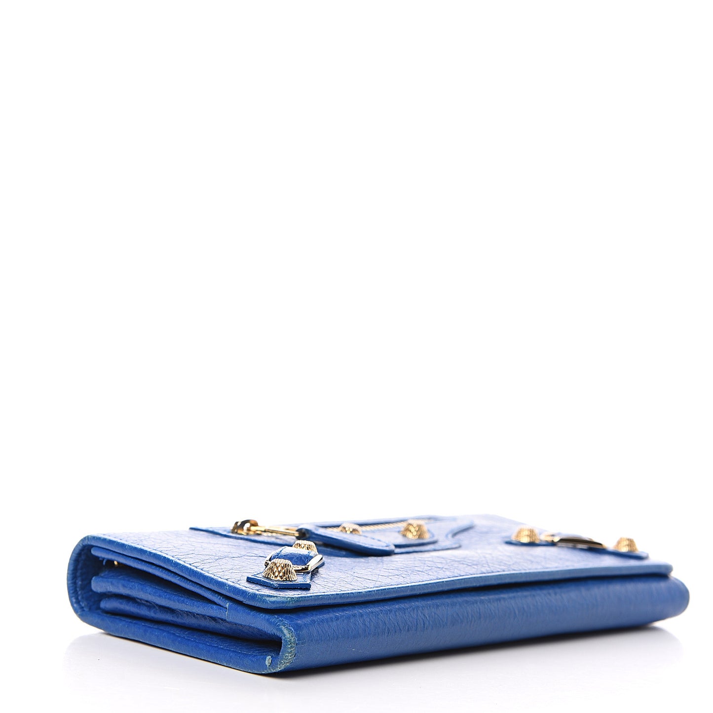 Agneau Giant 12 Gold Hardware Money Wallet Bleu Lazuli