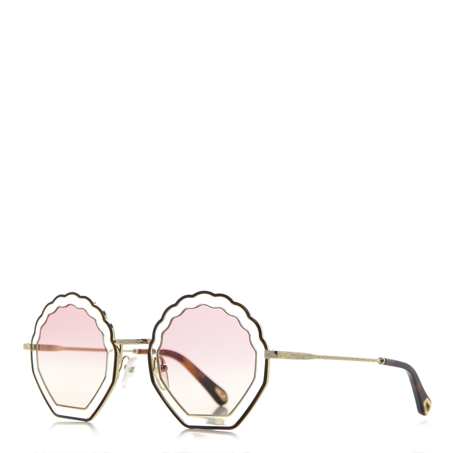 Chloe Scalloped Sunglasses CE147S Gold Pink 1 of 7