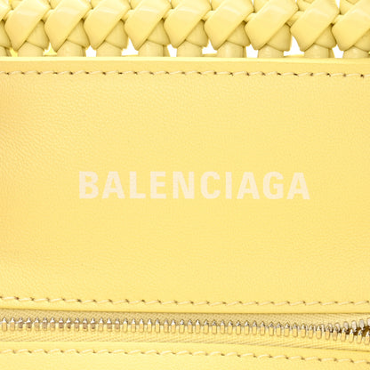 Balenciaga Varnished Faux Calfskin Braided XS Bistro Basket Pale Yellow 6 of 11