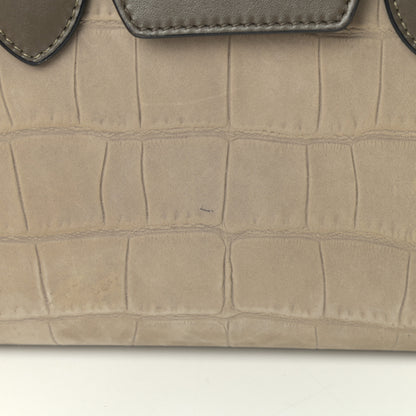 Celine Crocodile Embossed Nubuck Calfskin Small Tie Knot Tote Grey 9 of 15