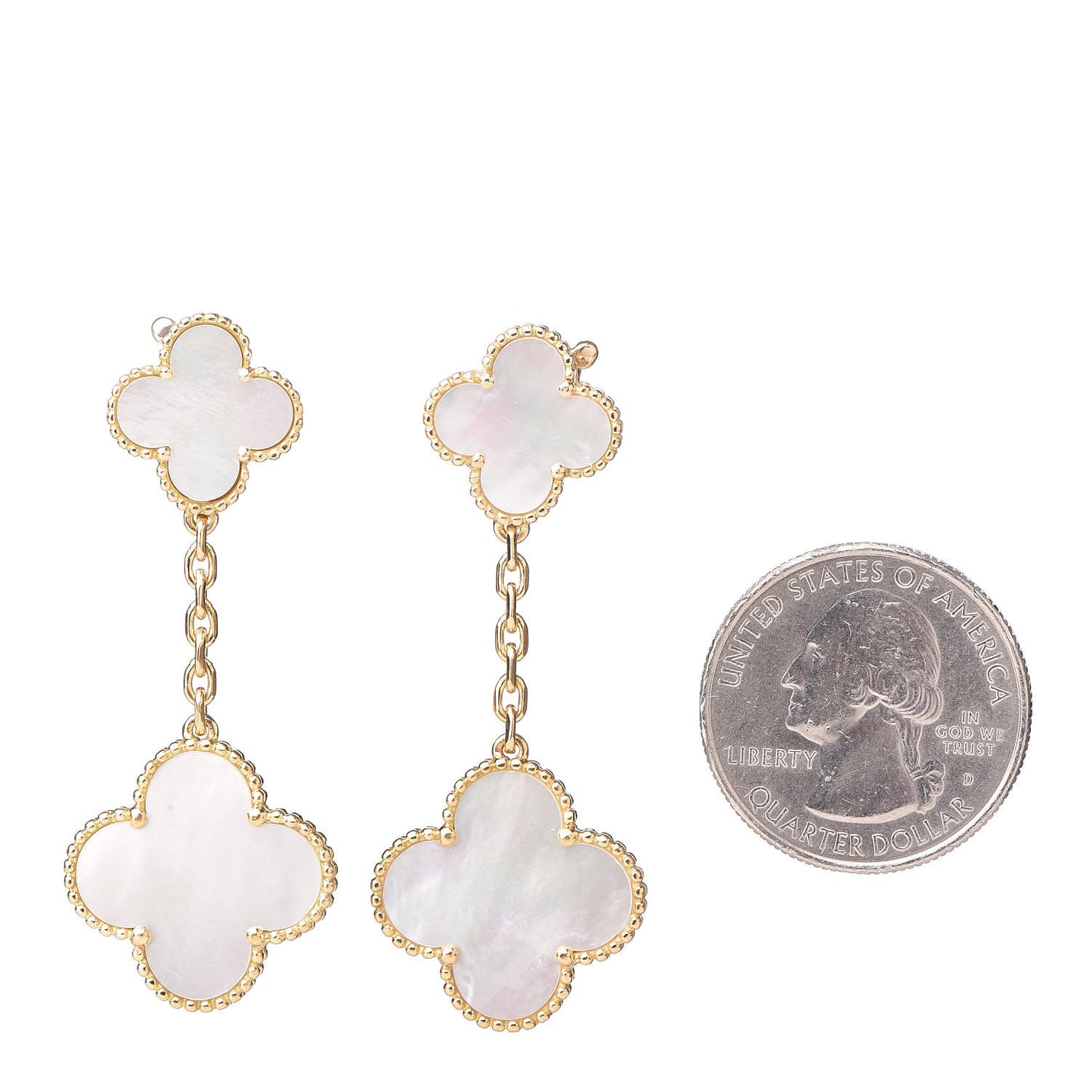 18K Yellow Gold Mother of Pearl 2 Motifs Magic Alhambra Earrings