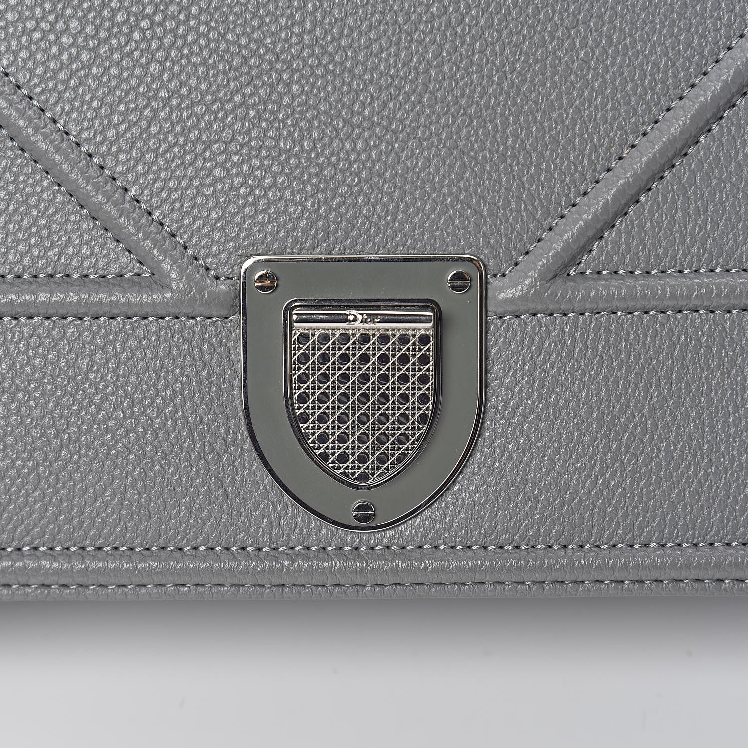 Christian Dior Grained Calfskin Large Diorama Flap Bag Grey 9 of 9