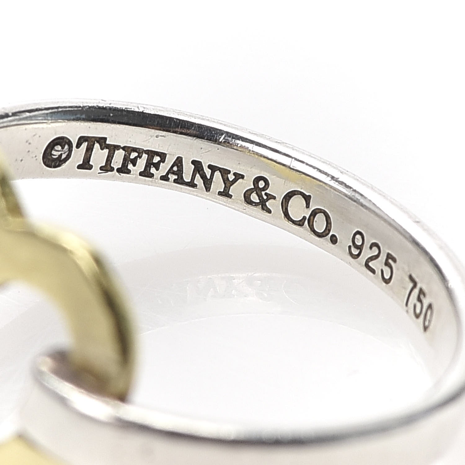 Tiffany Sterling Silver 18K Yellow Gold Open Heart Ring 50 5.25 4 of 4