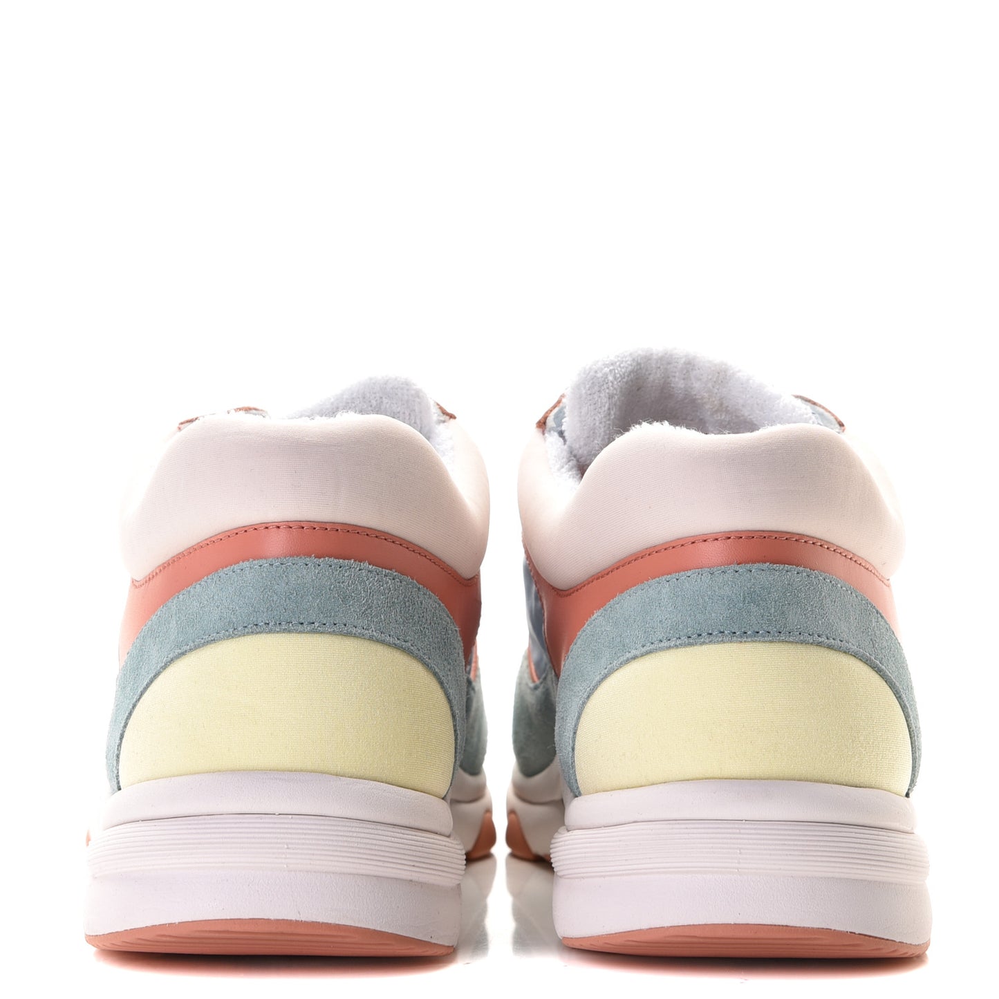 Nylon Lambskin Suede Calfskin CC Sneakers 41 Coral Light Blue White