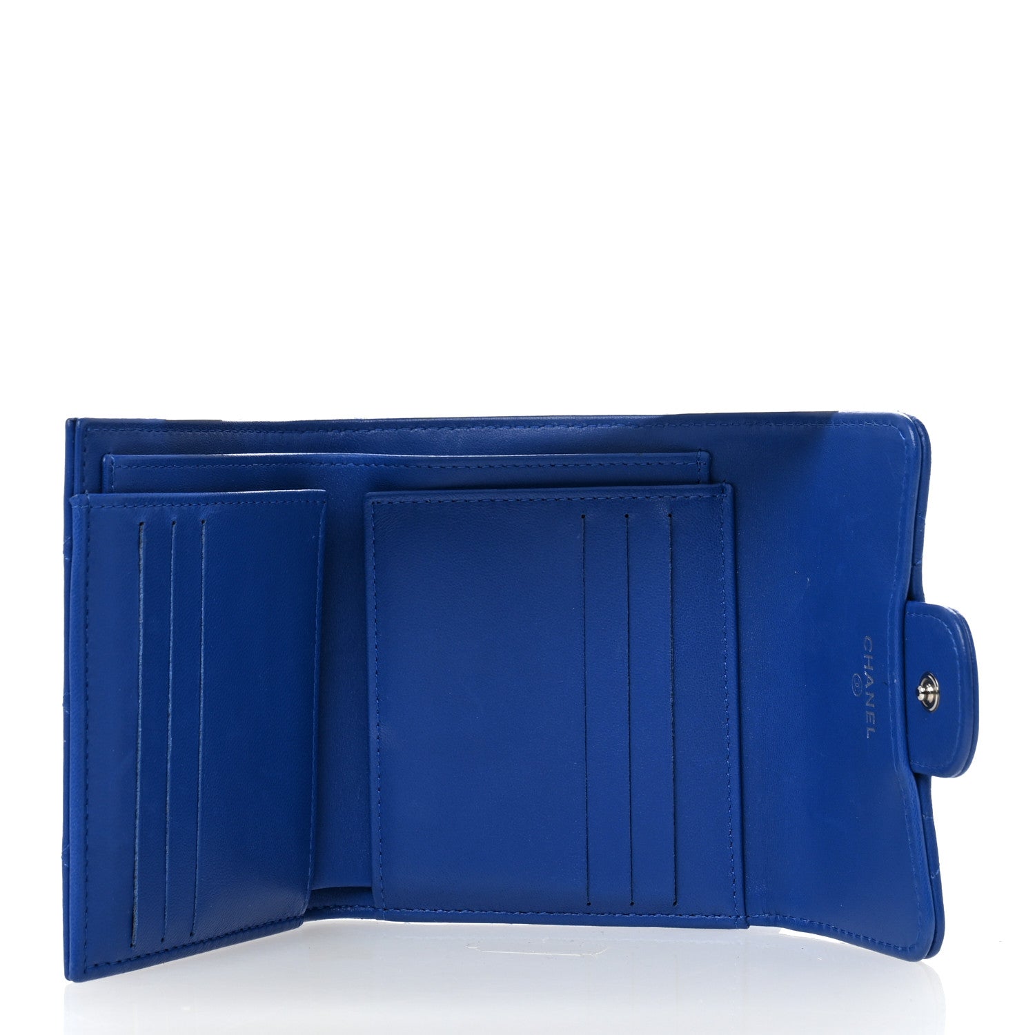 Chanel Lambskin Quilted Compact Flap Wallet Royal Blue 5 of 13