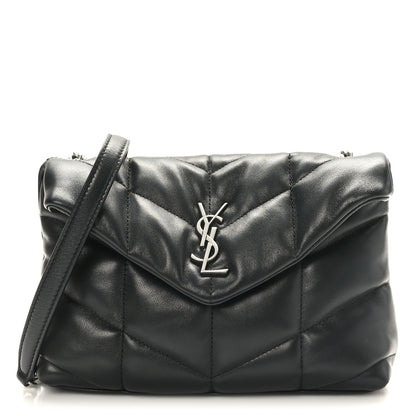 Saint Laurent Lambskin Quilted Toy Loulou Puffer Monogram Chain Satchel Black 1 of 9