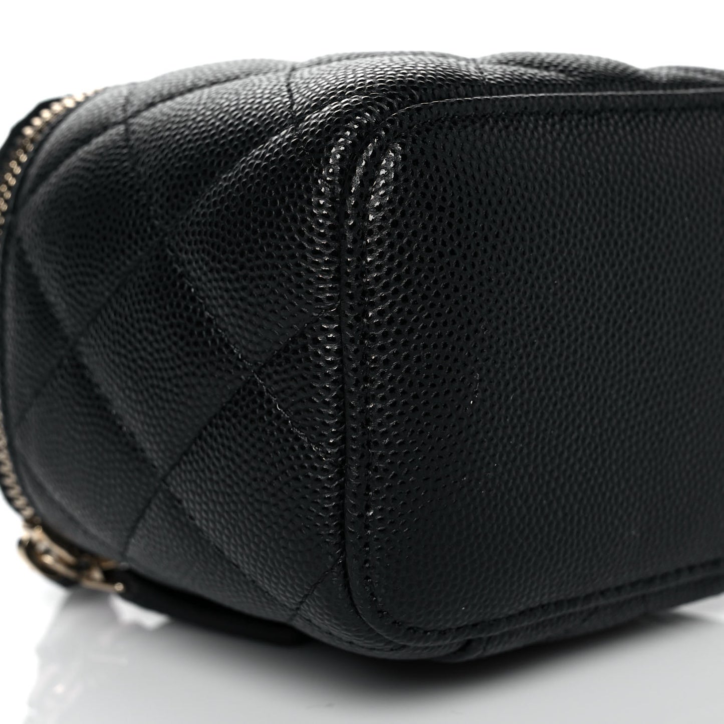 Caviar Quilted Mini Vanity Case With Chain Black