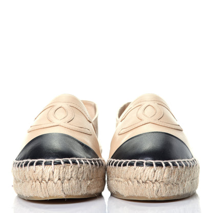 Chanel Lambskin CC Espadrilles 36 Beige Black 2 of 9