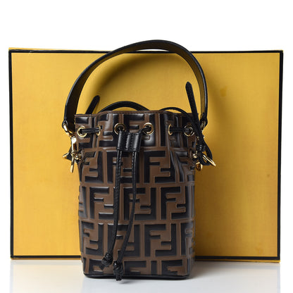 Fendi Vitello Liberty F is Fendi Bi-Color FF 1974 Embossed Mini Mon Tresor Bucket Bag Maya Black 11 of 11