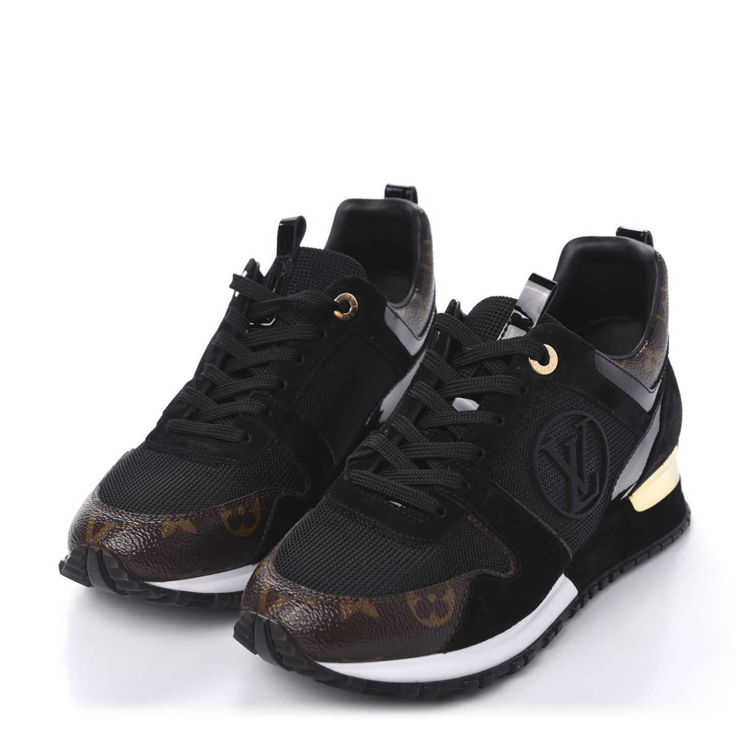 Suede Monogram Run Away Sneakers 37 Black