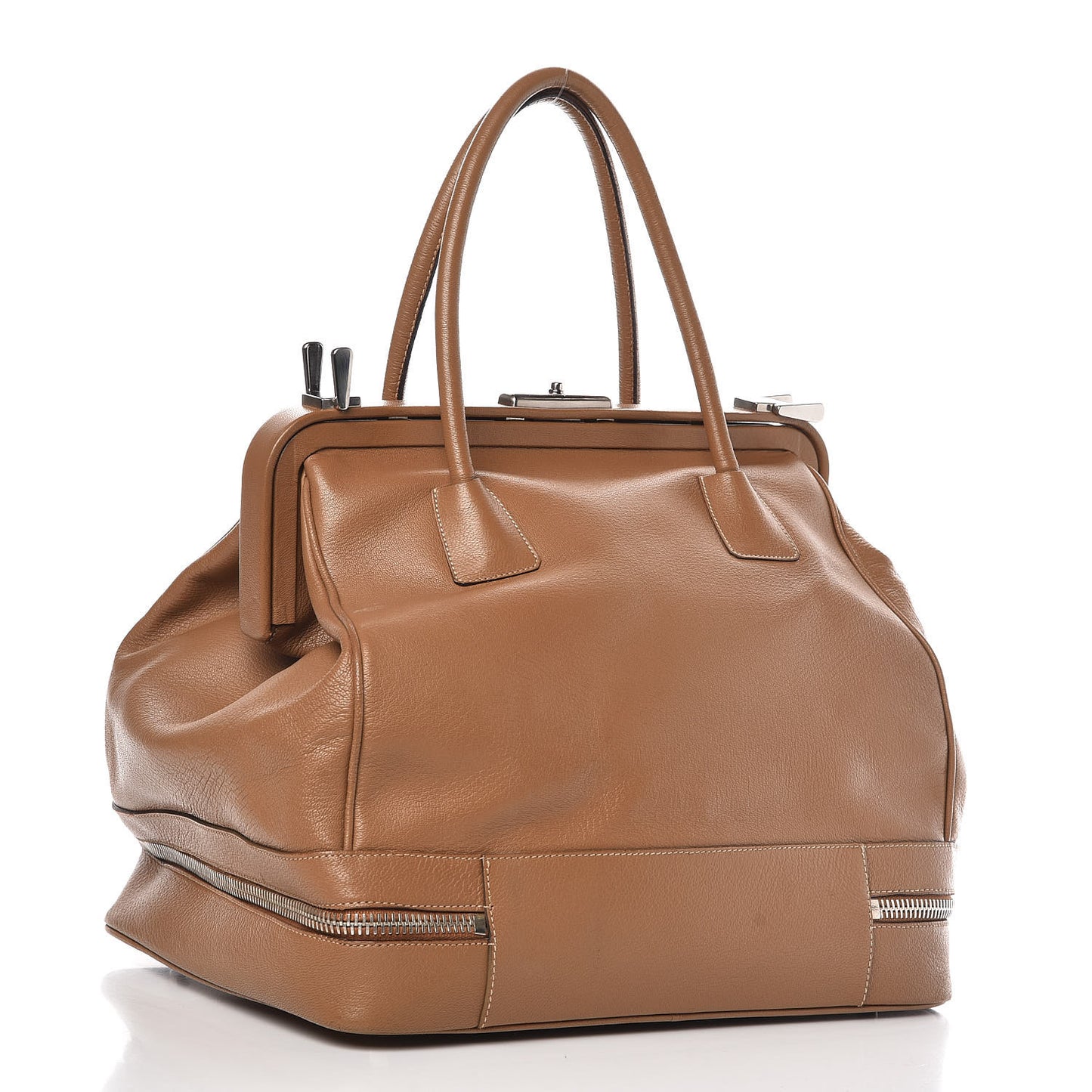 Goatskin Cerniera Doctor Bag Beige