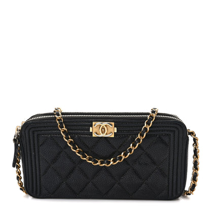 Chanel Caviar Quilted Small Boy Clutch With Chain Black 1 of 13