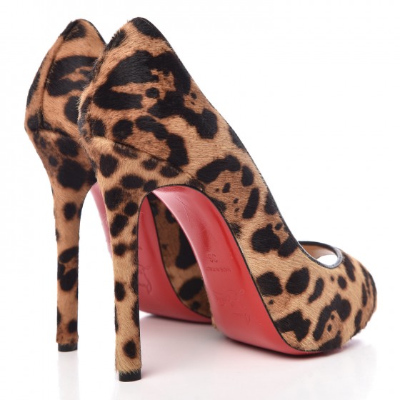 Pony Hair Leopard Print Maryl 120 Platform Peep Toe Pumps 36