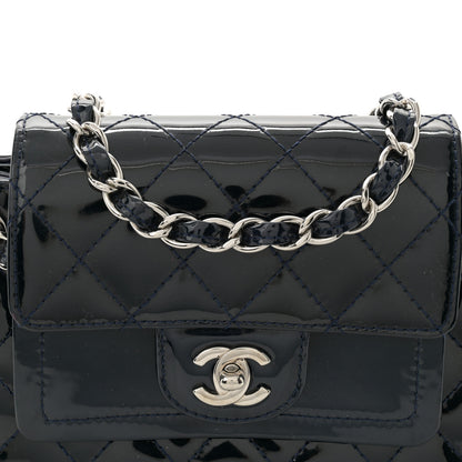 Chanel Patent Quilted Accordion Double Flap Navy Blue 8 of 10