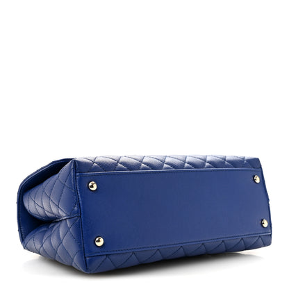 Chanel Caviar Quilted Small Coco Handle Flap Blue 4 of 12