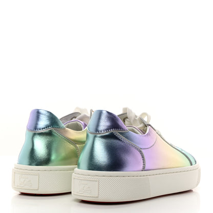 Christian Louboutin Metallic Calfskin Flat Sneakers 38 White Multicolor 4 of 7