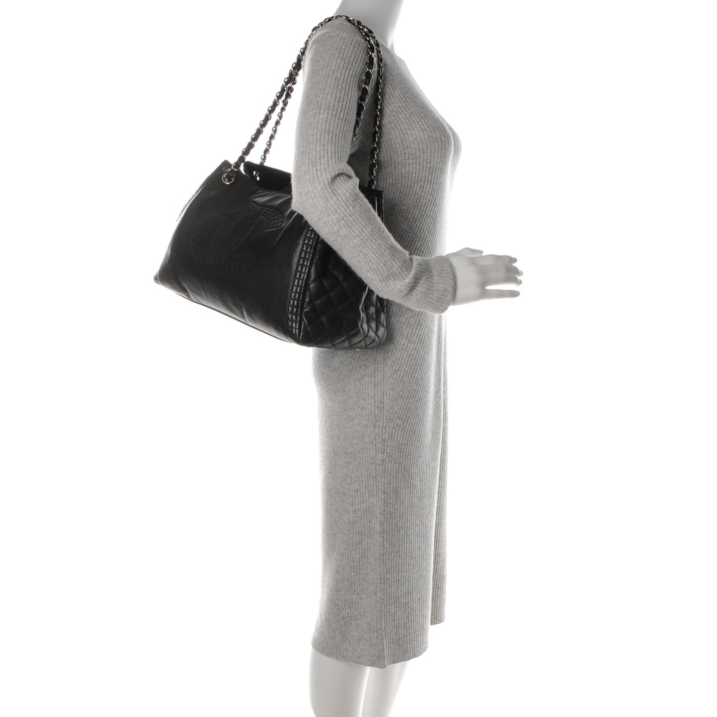 Calfskin Coco Bengal Open Accordion Tote Black