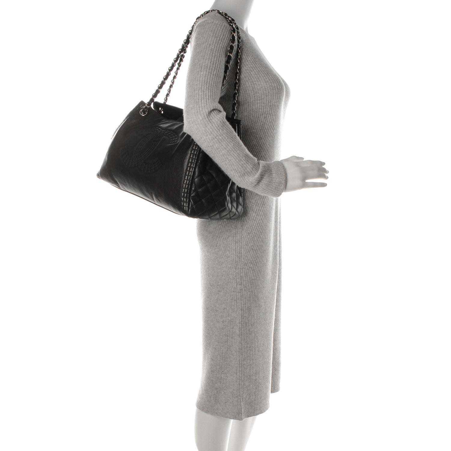 Chanel Calfskin Coco Bengal Open Accordion Tote Black 2 of 7