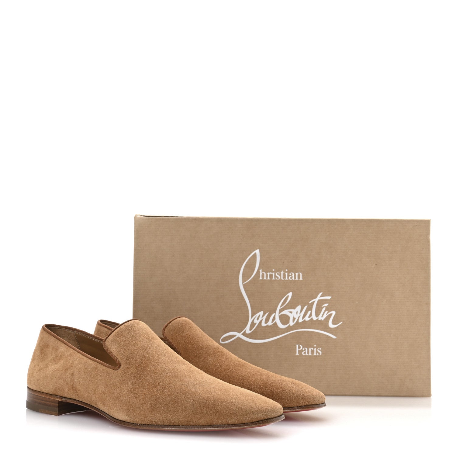Christian Louboutin Crosta Mens Dandelion Flat Loafers 43 Cinnamon
