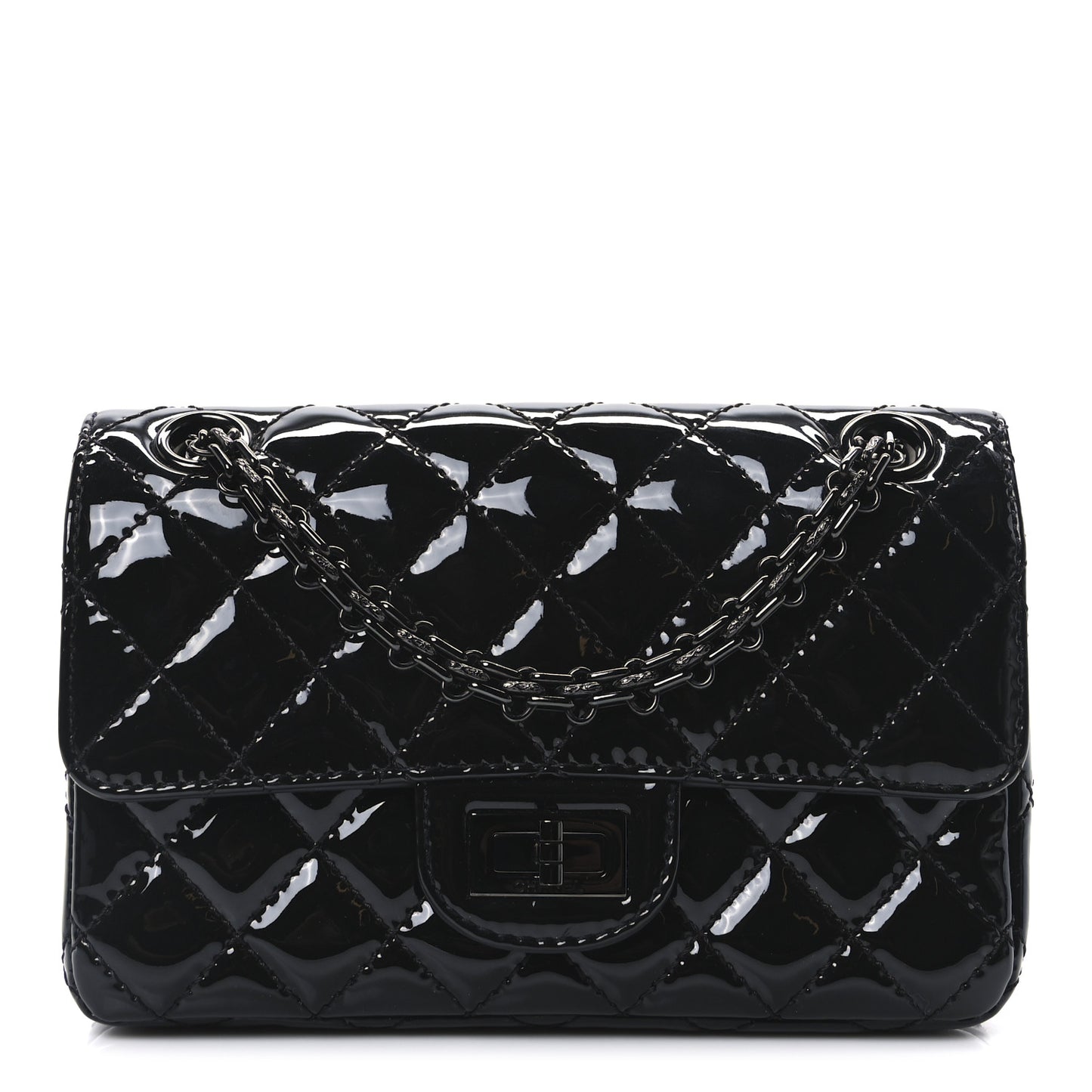 Patent Calfskin Quilted 2.55 Reissue Mini Flap So Black