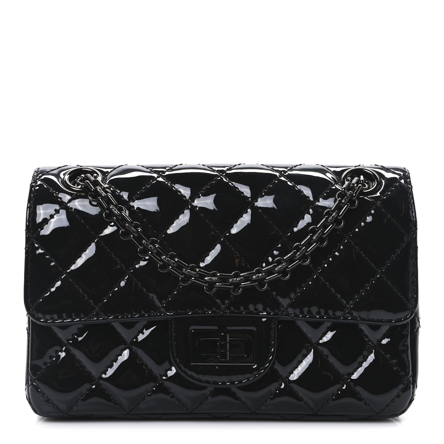 Chanel Patent Calfskin Quilted 2.55 Reissue Mini Flap So Black 1 of 10