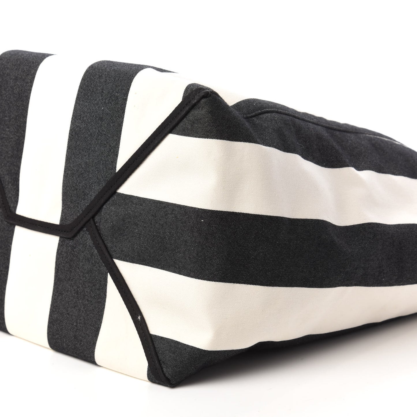 Canvas Striped Large Phantom Cabas Black White