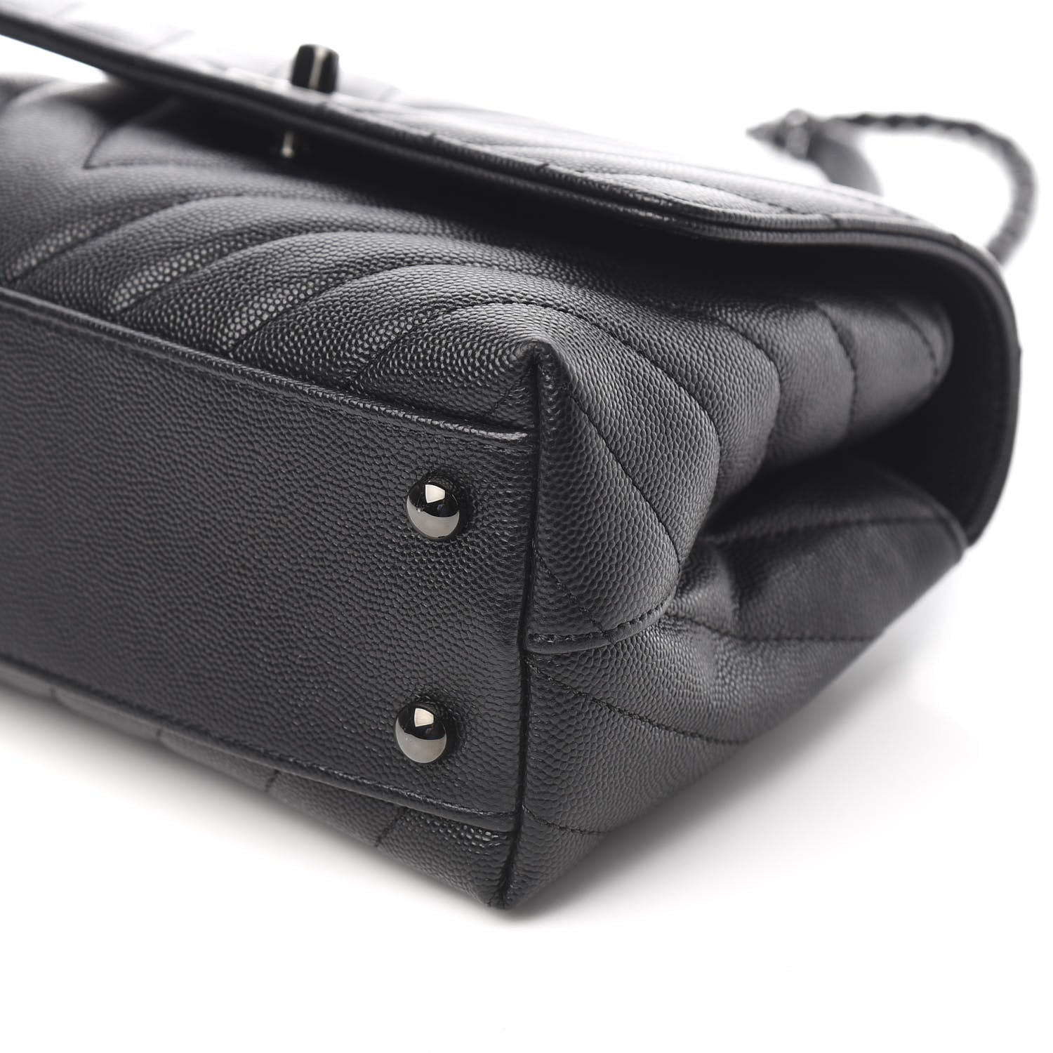 Chanel Caviar Chevron Quilted Mini Coco Handle Flap So Black 10 of 12