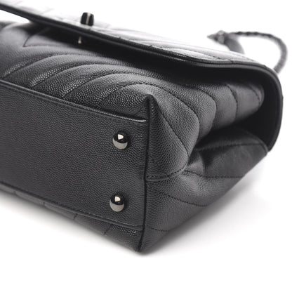 Chanel Caviar Chevron Quilted Mini Coco Handle Flap So Black 10 of 12