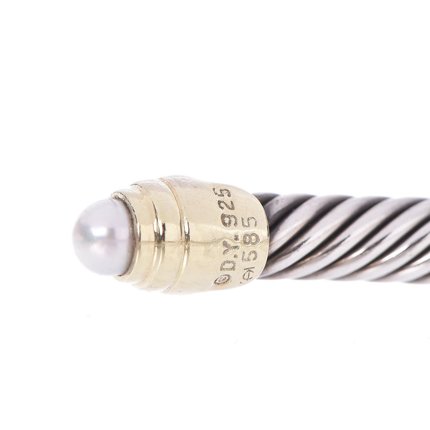 David Yurman Sterling Silver 14K Yellow Gold Pearl 5mm Cable Classics Petite Color Bracelet 5 of 5