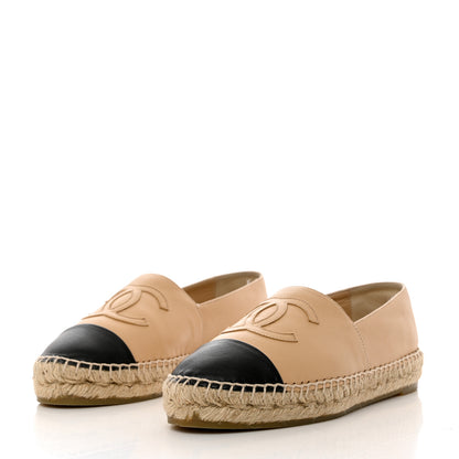 Chanel Lambskin CC Espadrilles 36 Beige Black 3 of 9