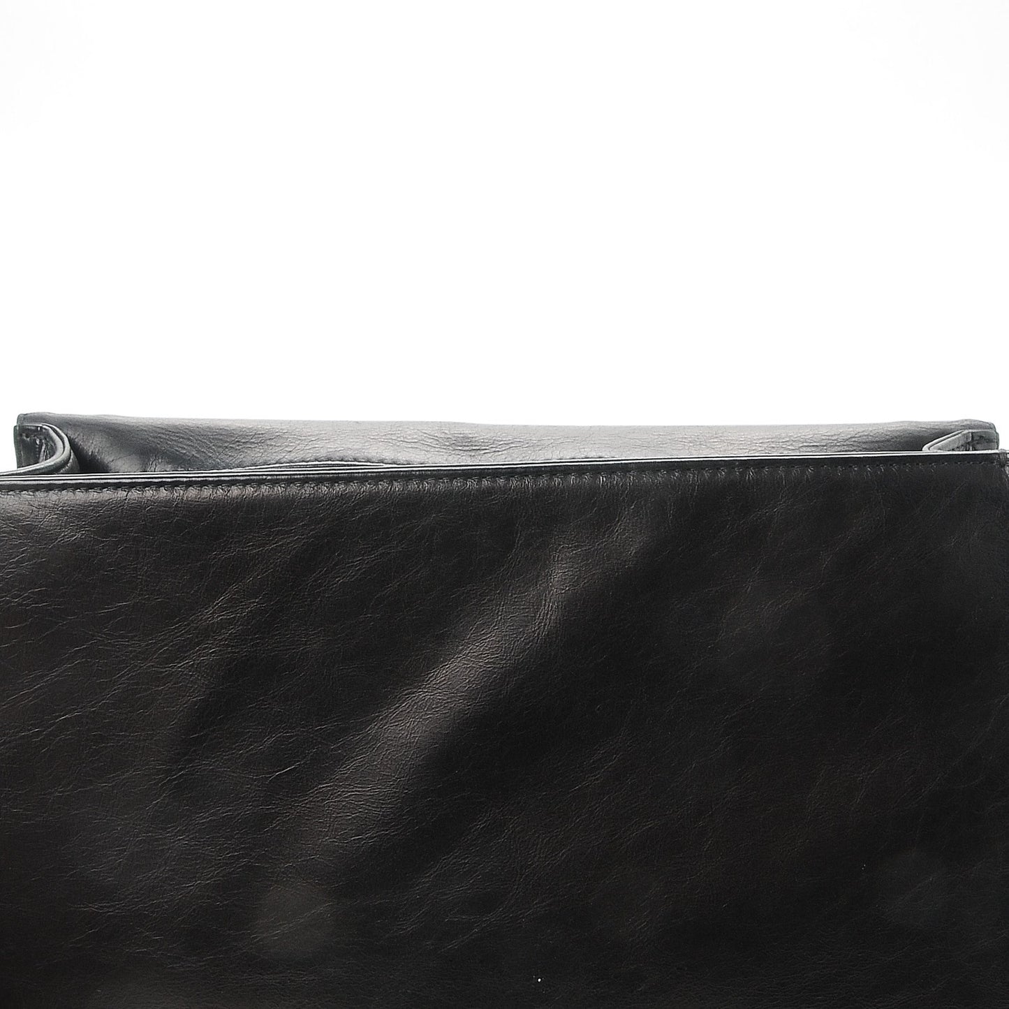 Calfskin Embossed Stitch Large Boy Flap Black