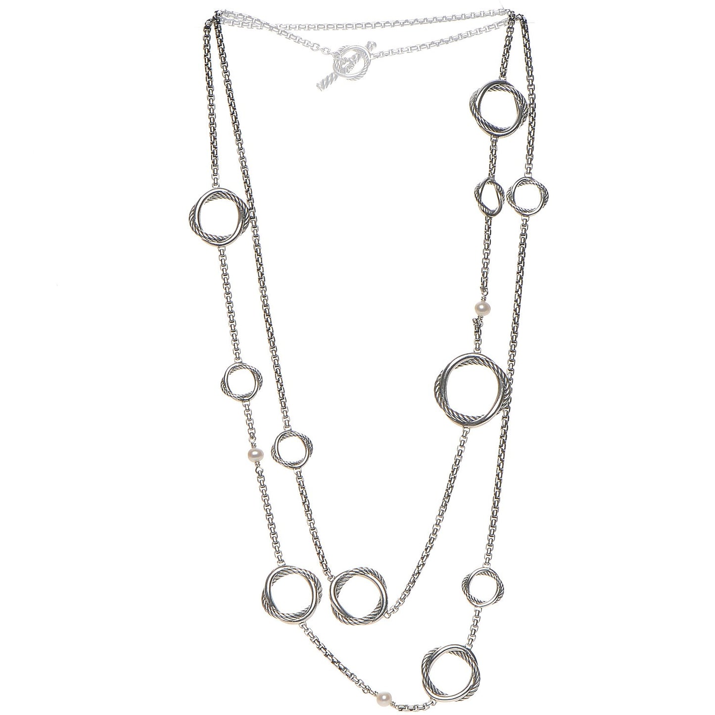 Sterling Silver Pearl Infinity Station Chain Necklace