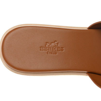 Hermes Calfskin Cork Eze 30 Sandals 40 Gold 7 of 9