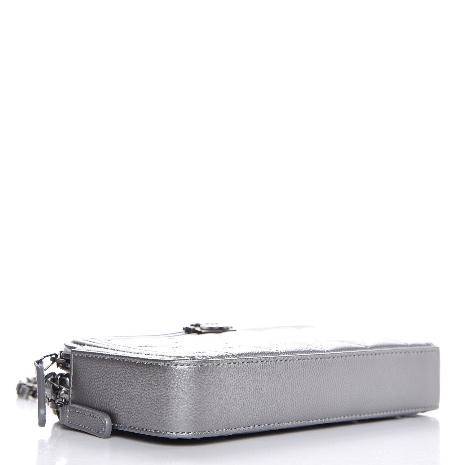 Chanel Metallic Caviar Quilted Small Boy Clutch With Chain Silver 4 of 10