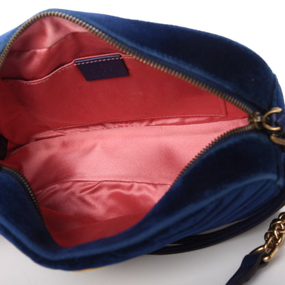Gucci Velvet Matelasse Small GG Marmont Chain Shoulder Bag Cobalt 5 of 10