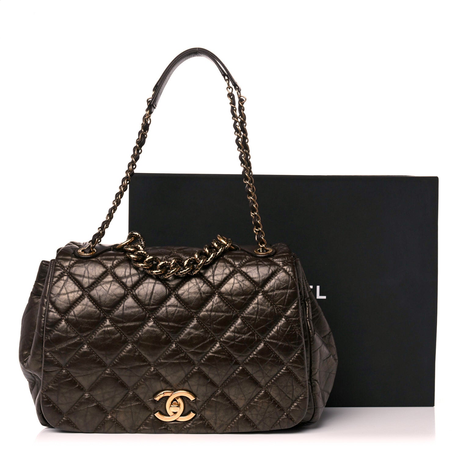 Chanel Aged Calfskin Quilted Large Pondichery Flap Dark Brown 16 of 16