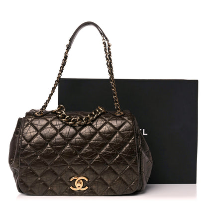Chanel Aged Calfskin Quilted Large Pondichery Flap Dark Brown 16 of 16