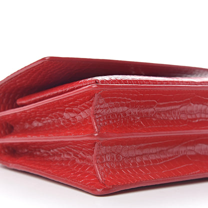 Saint Laurent Calfskin Crocodile Embossed Medium Monogram Sunset Rouge Eros 9 of 12
